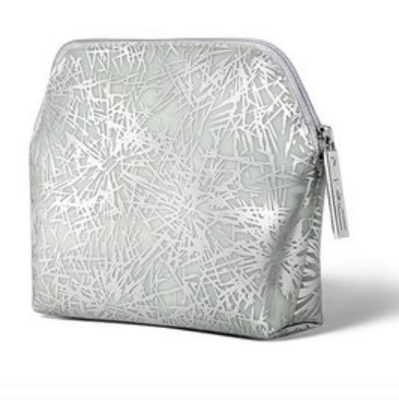 NWT MAC COSMETICS SILVER GEOMETRIC BAG - Picture 1 of 6